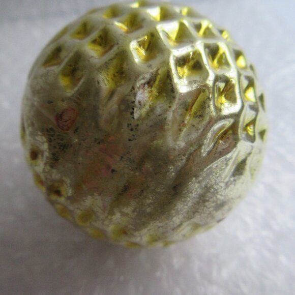 Shiny Brite Gold Yellow Christmas Ornament Waffle Dimple Golf Ball Vtg - Picture 4 of 5
